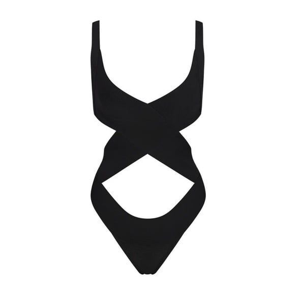 Skims Knit Swim Monokini Onyx Size Medium - Picture 1 of 12